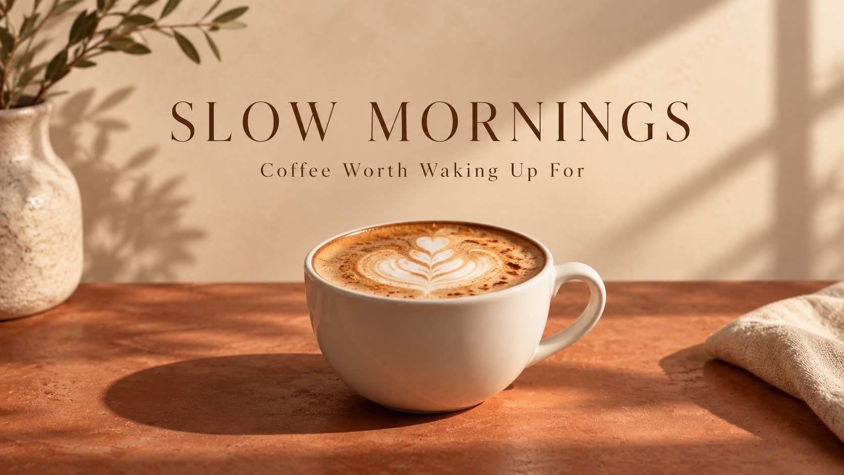 Qwen Image 2.1 advertising poster prompt example featuring coffee photography and elegant typography