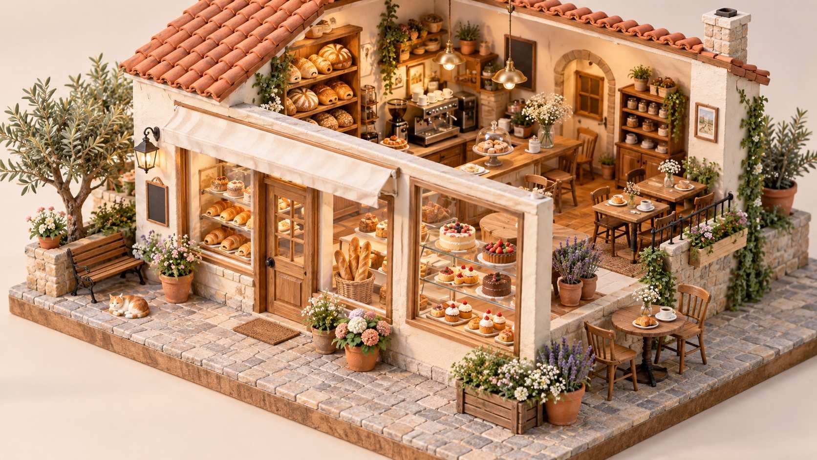 Qwen Image 2.1 creative prompt example showing an isometric 3D miniature bakery
