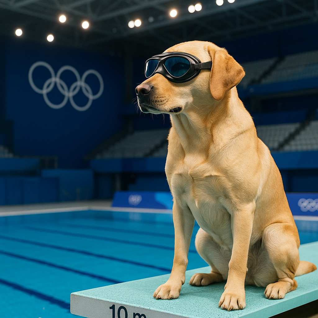 SuperMaker AI: Dog & Cat Diving Olympics – Turn Pets into Stars with Photos or Prompts