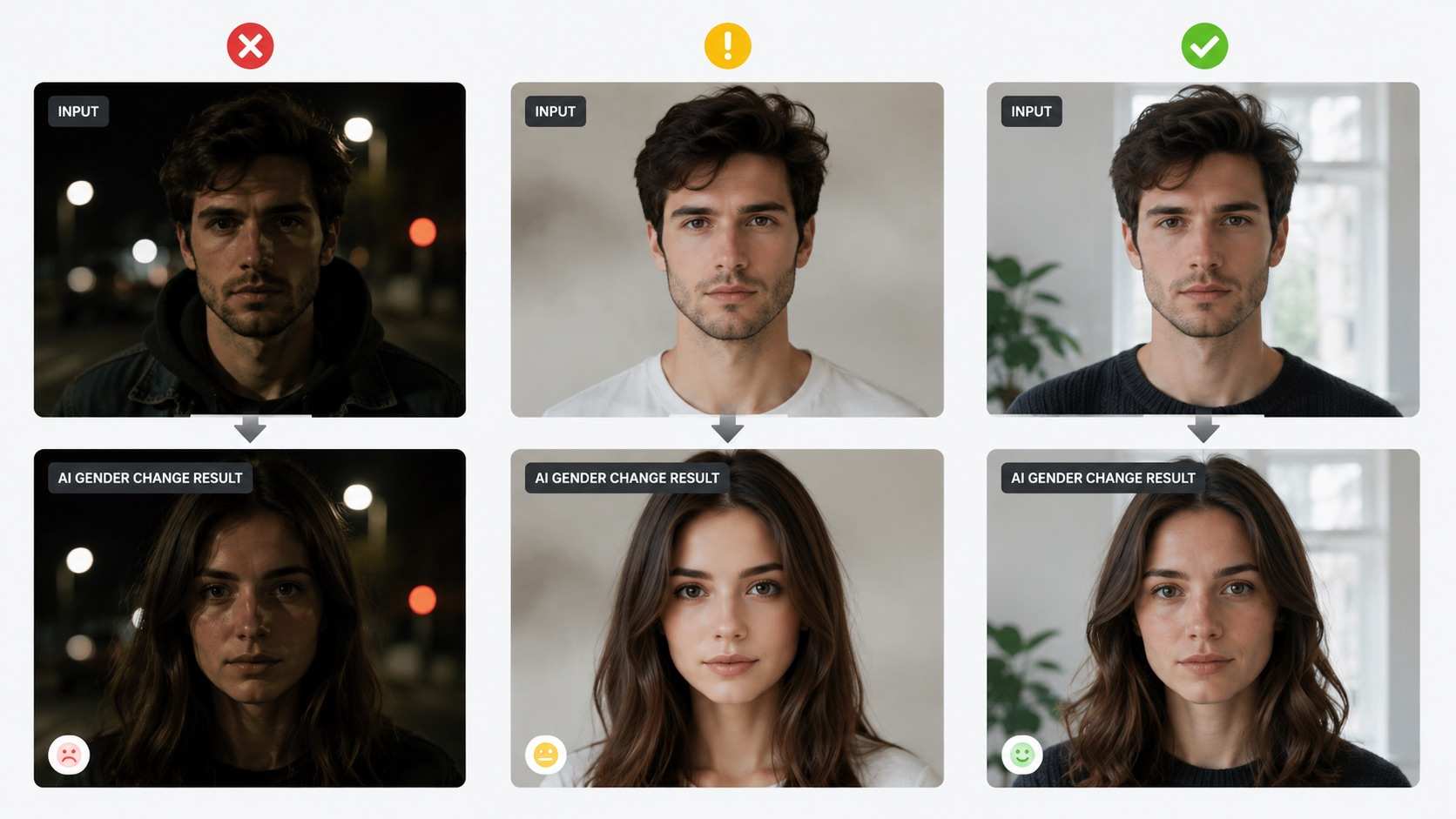 Best photo examples for natural AI gender change results