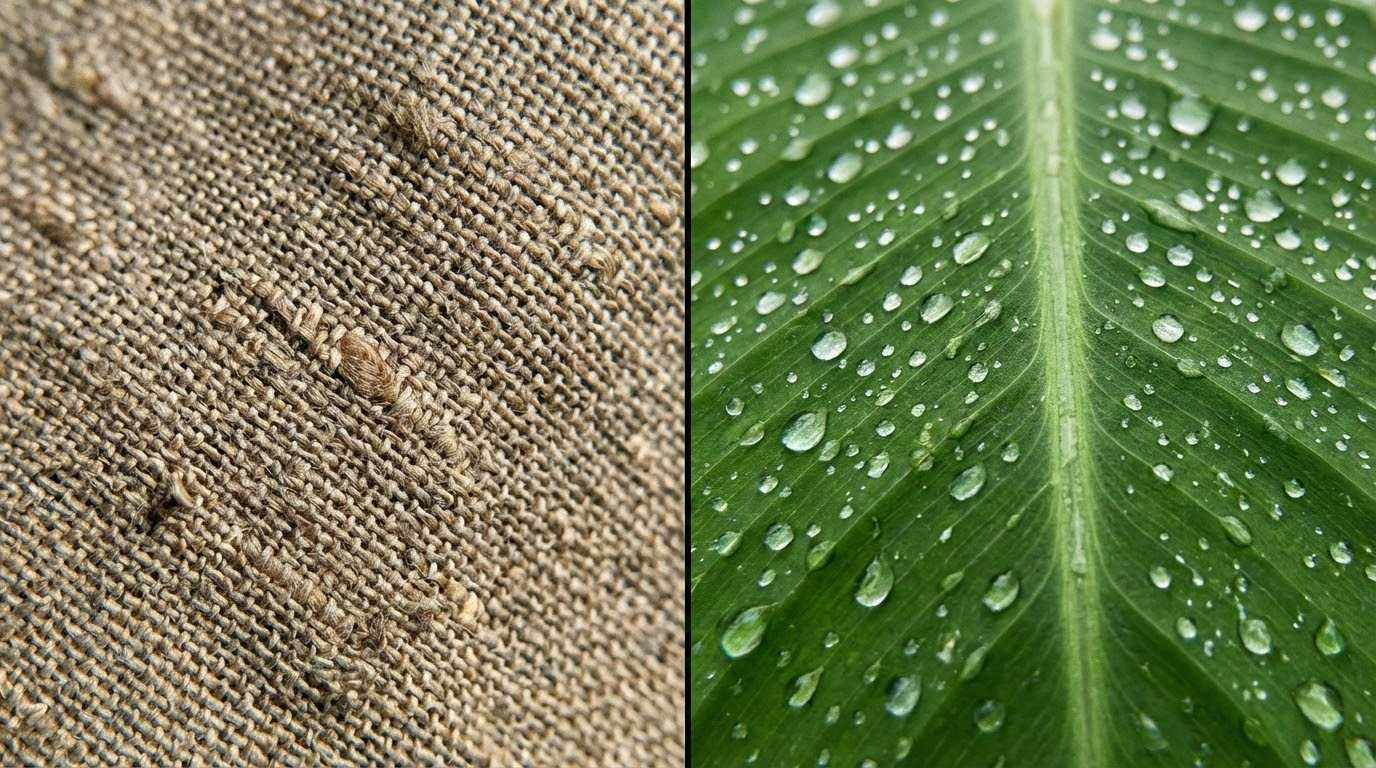 Macro comparison of linen and leaf textures in high fidelity..png