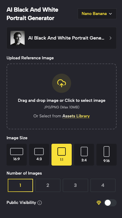 Upload Portrait Photo - Start Your Black & White Portrait Creation