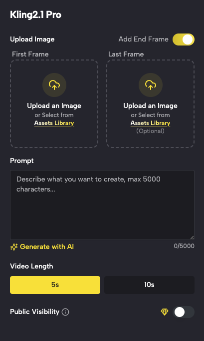 Upload Images - Start Your Kling2.1 Pro Video Journey