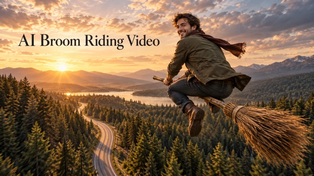 Make the My Ride Is Here Broom Trend with Broom Riding AI Video