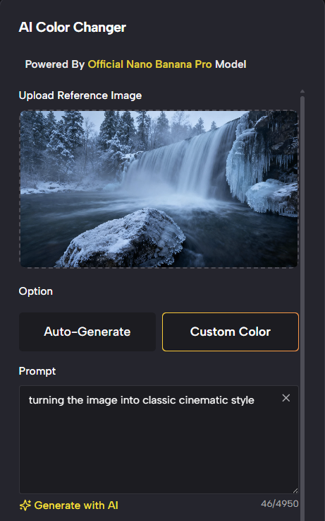 Input Descriptive Prompts for Custom Colors