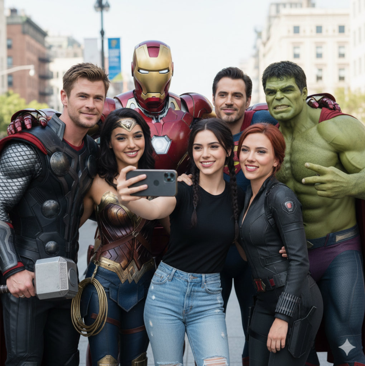 Superhero Group Selfie Example
