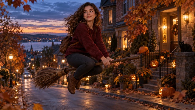 AI Broom Riding Video For An Autumn Evening