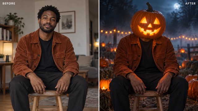 A Glowing Pumpkin After Dark
