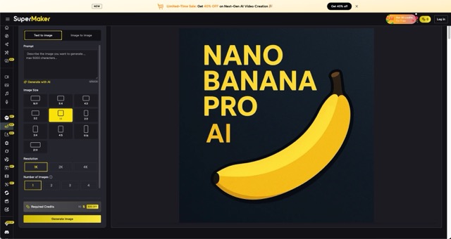 Supermaker Nano Banana Pro generator interface